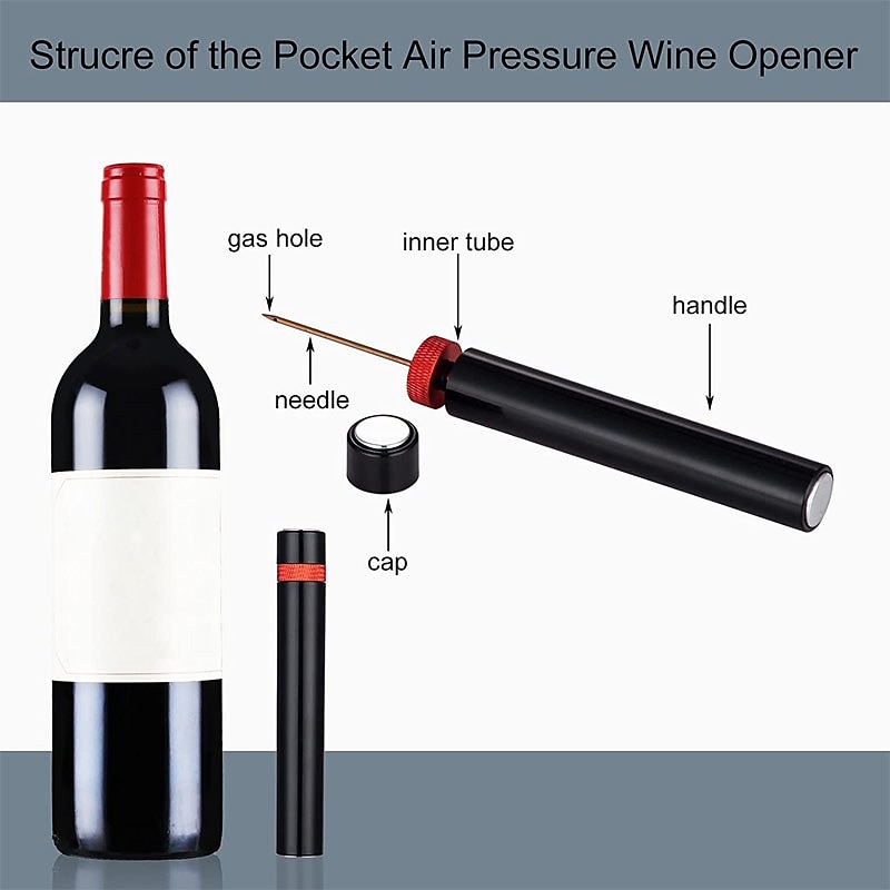 Air Pressure Pump Wine Bottle Opener Portable Stainless Steel Pin Easy Cork Remover Corkscrew for Home Party Wine Lovers Tools3