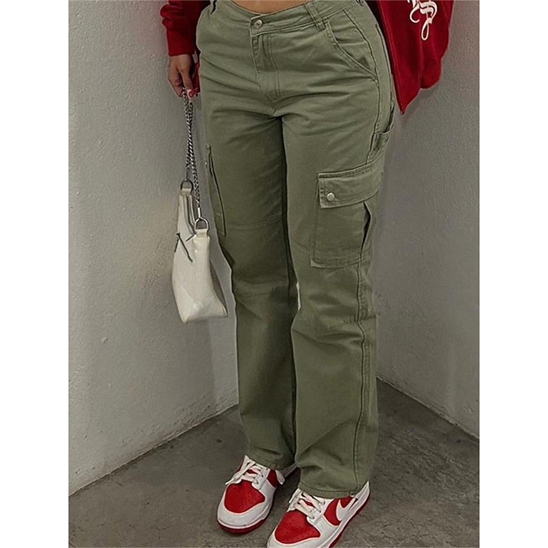 Women's Cargo Pants Pants Trousers Plain High Waist Full Length Robin's Egg Blue Fall