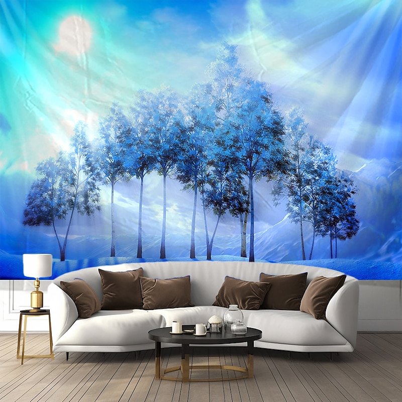 Snow Window View Landscape Hanging Tapestry Wall Art Mountain Large Tapestry Mural Decor Photograph Backdrop Blanket Curtain Home Bedroom Living Room Decoration4