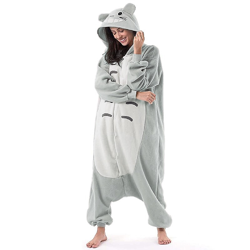 Adults' Patchwork Nightwear Camouflage Onesie Costume Carnival Costume Cat Totoro Onesie Pajamas Kigurumi Pajamas Pajamas Funny Costume For Men's Women's Women Christmas Carnival New Year Cartoon