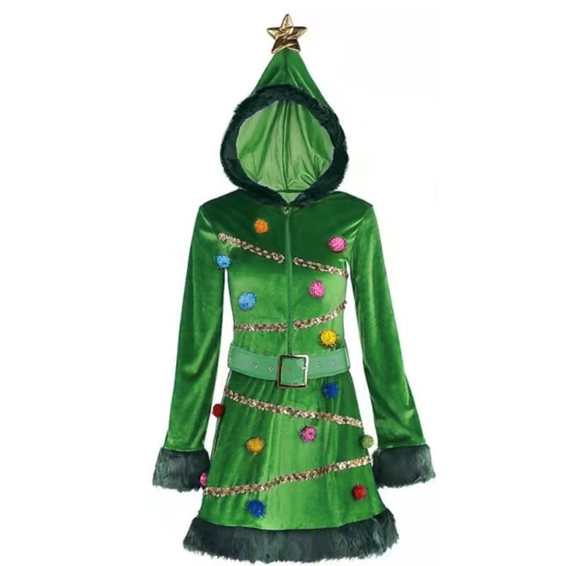 Christmas Trees Mrs.Claus Christmas Dress Vacation Dress Christmas Tree Women's Christmas Costume Party Cosplay Costume Adults Christmas Halloween Carnival Masquerade Christmas Vacation Party Dress3