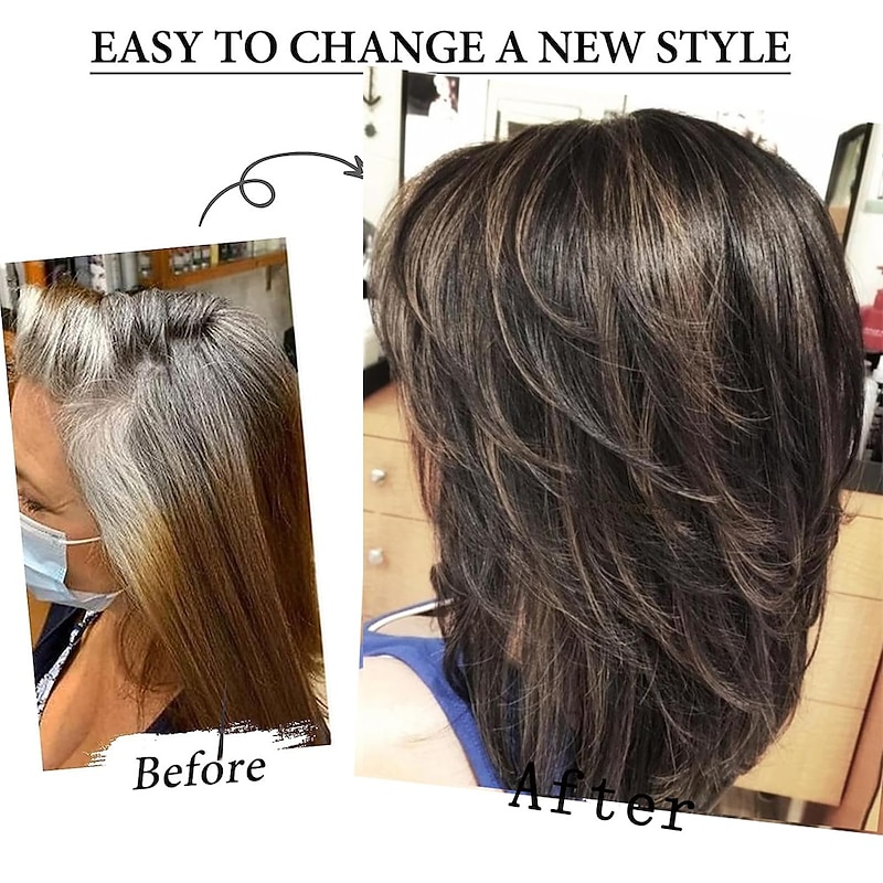 Short Highlight Dark Brown Bob Wig Curly Layered with Curtain Bangs for Black Women,Synthetic Ombre Highlight Blonde Curly Bob Brown Medium Length Wig Wavy Bob Layered Wig for White Women2