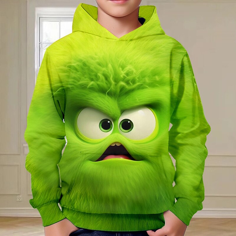 Christmas Boys 3D Elf Hoodie Pullover Long Sleeve 3D Print Fall Winter Fashion Streetwear Cool Kids 3-12 Years Hooded Outdoor Casual Daily Regular Fit3