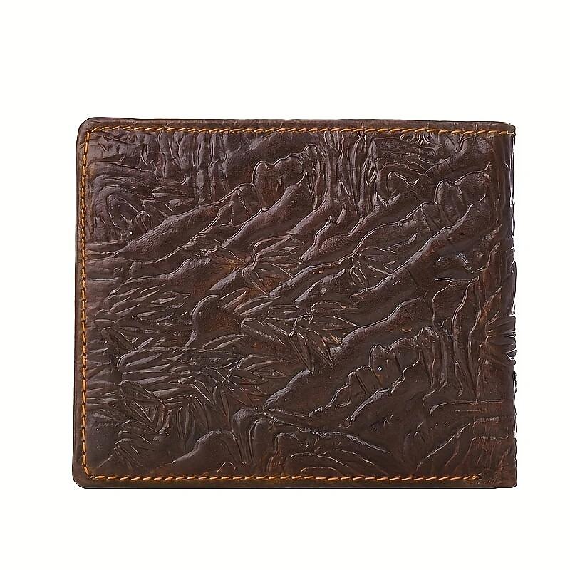 Men's Vintage Genuine Leather Wallet 3D Printed Tiger Wallet Card Holder3