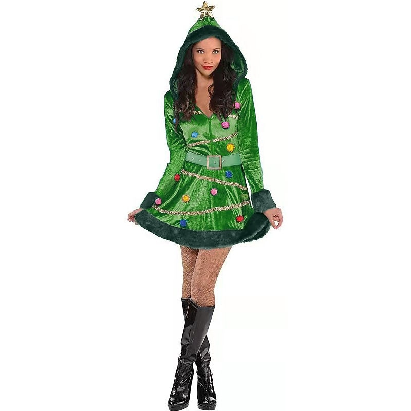 Christmas Trees Mrs.Claus Christmas Dress Vacation Dress Christmas Tree Women's Christmas Costume Party Cosplay Costume Adults Christmas Halloween Carnival Masquerade Christmas Vacation Party Dress2