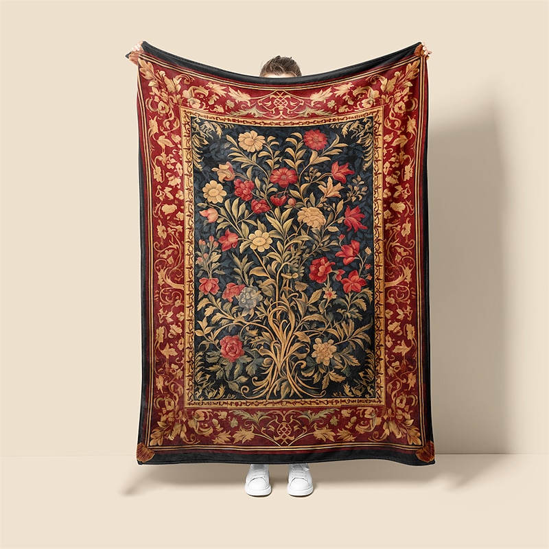 Medieval The Tree Of Life Soft  Throws Blanket,Novelty Flannel Throw Blankets Warm Printed All Seasons  Gifts Home Decor Big Blanket