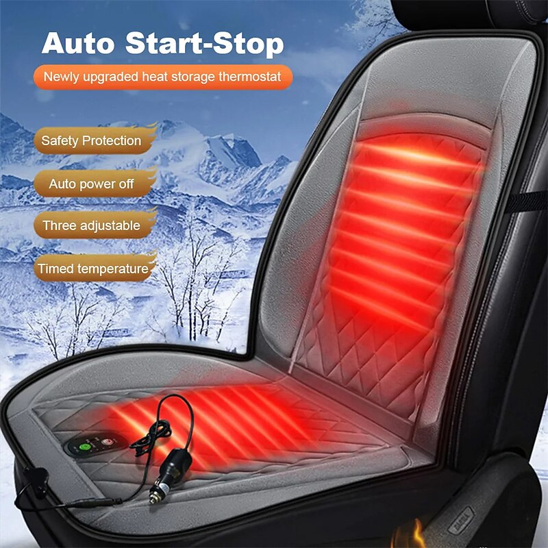 Heated Car Seat Cover 12V/24V Heated Car Seat Cushion 3 Gear Adjustable 30s Quick Heating Pads Car Seat Heater Winter Warmer Auto Seat Heating Mat