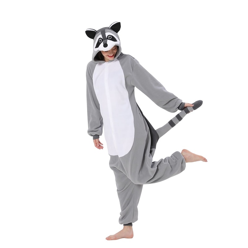 Adults' Animal Nightwear Onesie Costume Carnival Costume Raccoon Onesie Pajamas Kigurumi Pajamas Funny Costume For Men and Women Christmas Carnival Cartoon2
