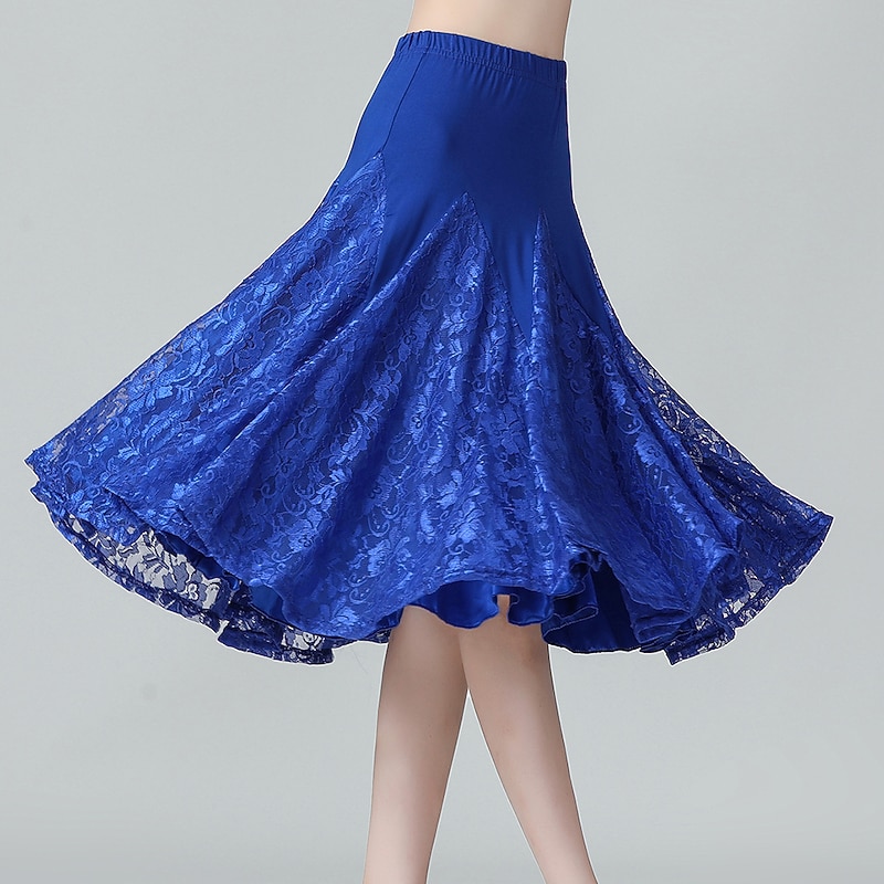 Ballroom Dance Skirts Lace Splicing Women's Performance Training High Lace4