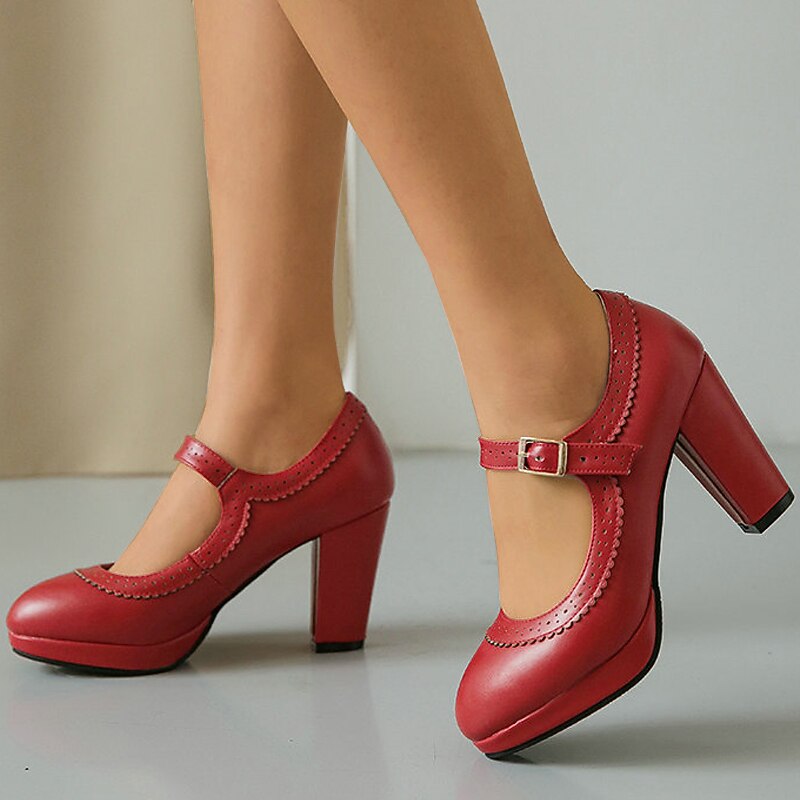 Women's Heels Pumps Snow Boots Plus Size Heel Boots Party Daily Solid Color Winter Stiletto Heel Round Toe Fashion Sexy Casual Faux Leather Loafer Buckle Black White Pink4