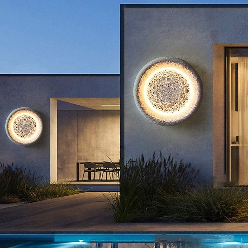 Outdoor LED Wall Light Modern LED Waterproof Moon Wall Lantern SconceTerrace Garage Garden Office Shop Exterior Wall Fixture 110-240V