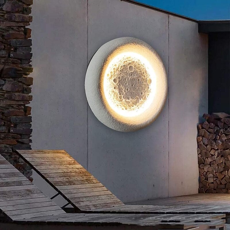 Outdoor LED Wall Light Modern LED Waterproof Moon Wall Lantern SconceTerrace Garage Garden Office Shop Exterior Wall Fixture 110-240V2