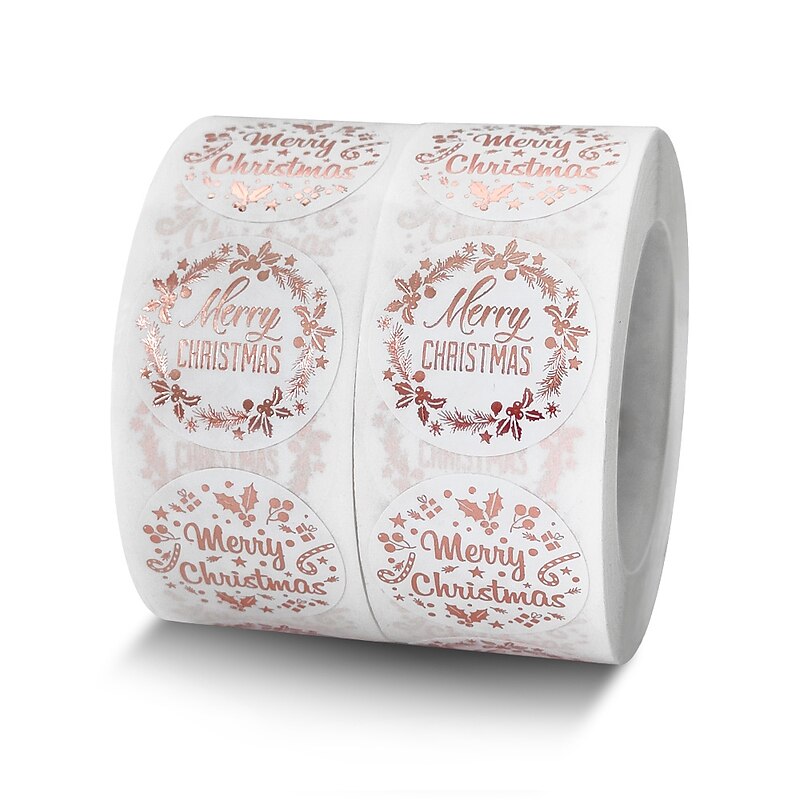 500pcs Rose Gold Merry Christmas Stickers Self-adhesive Holiday Stickers For Christmas Decor Wedding Party Cards Label3