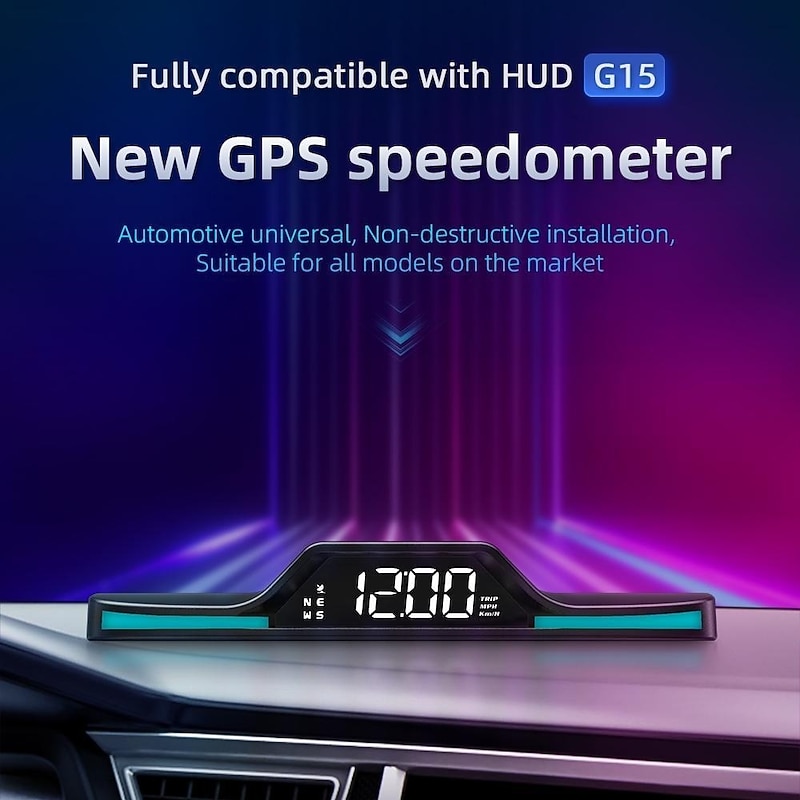 New Digital LED Speedometer Universal GPS/Beidou Car HUD Head Up Display Overspeed Alarm Free Switching of 5 Breathing Lights2