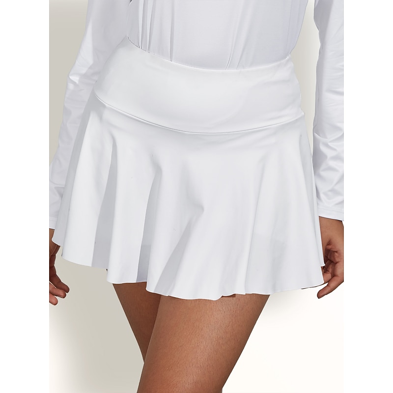 Women's Tennis Skirts Golf Skirts Side Pockets 2 in 1 Sun Protection Tennis Golf Badminton Skort Solid Color Red Burgundy Purple Spandex Sports Activewear High Elasticity