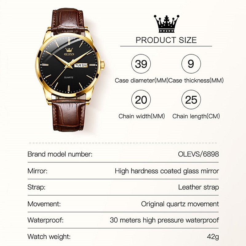 Men's Watches Luminous Calendar Week Display Chronograph Multifunction Quartz Watch Waterproof Sports Men'S Watches4