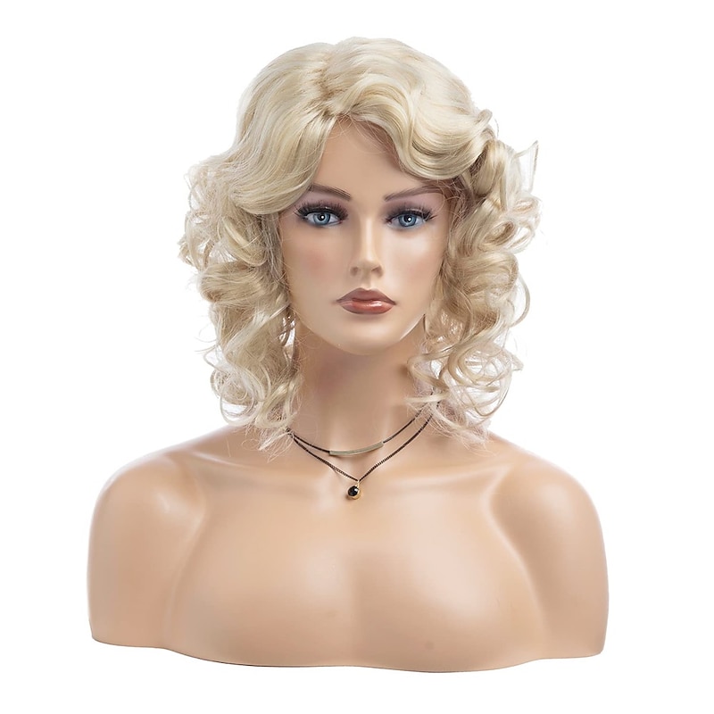 Short Curly Blonde Wig for Women Soft Synthetic Heat Resistant Party Costumes Halloween Wigs2