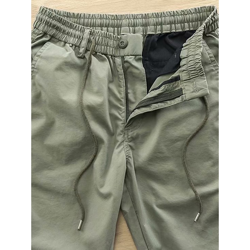 Men's Joggers Trousers Chinos Casual Pants Pocket Elastic Waist Plain Comfort Breathable Outdoor Daily Going out Fashion Casual Black Army Green4