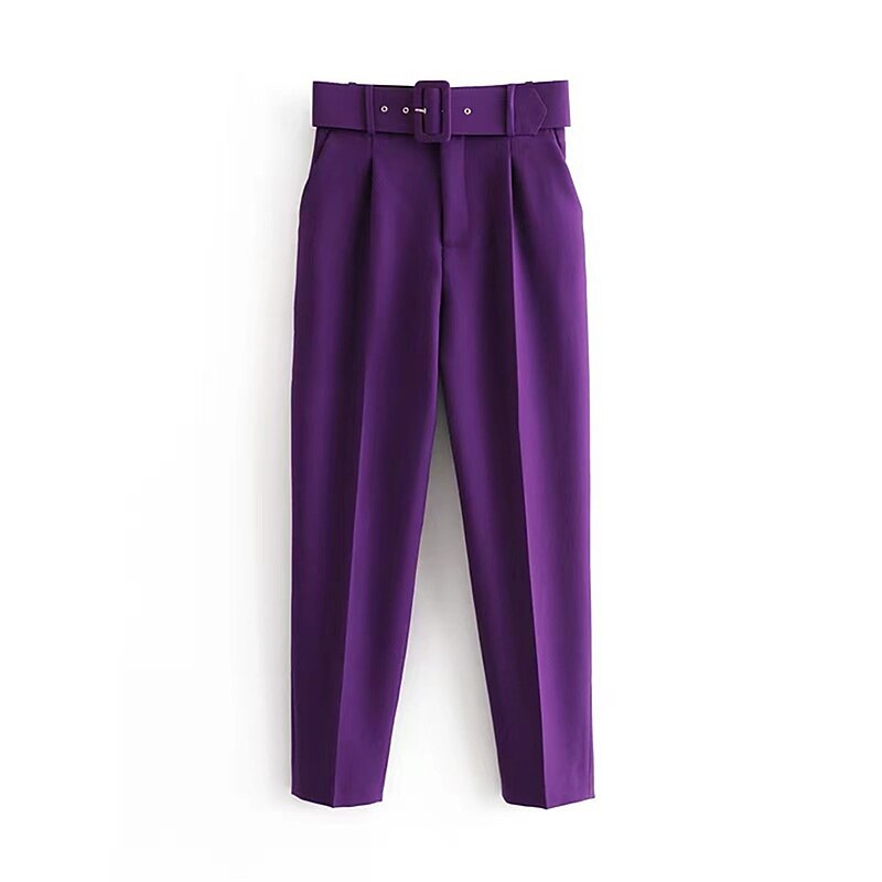 Women's Dress Pants Cropped Pants High Waist Ankle-Length Amethyst Fall4