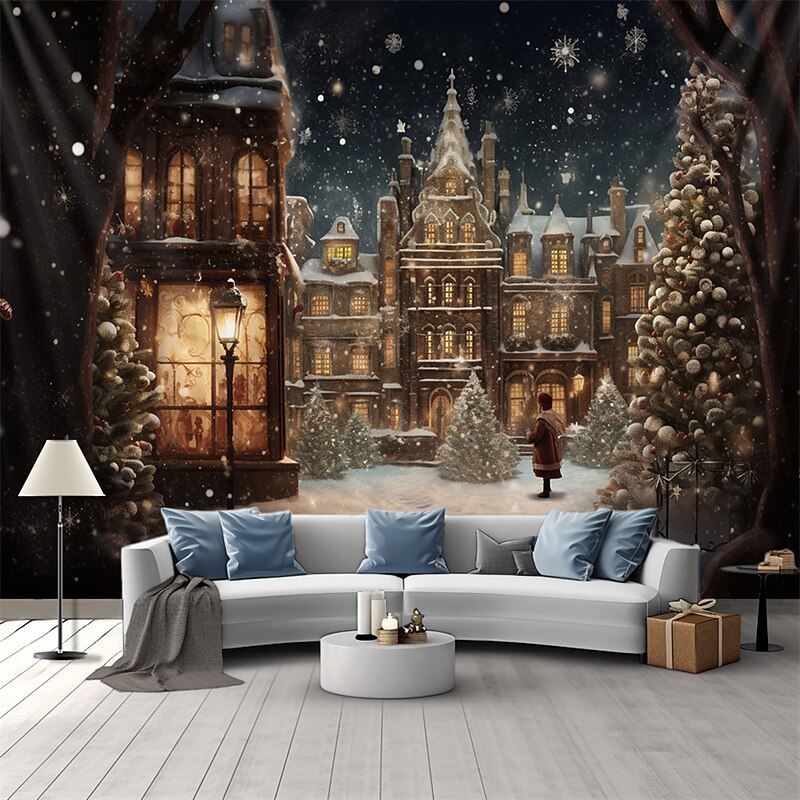 Frosty Window View Hanging Tapestry Wall Art Large Tapestry Mural Decor Photograph Backdrop Blanket Curtain Home Bedroom Living Room Decoration2
