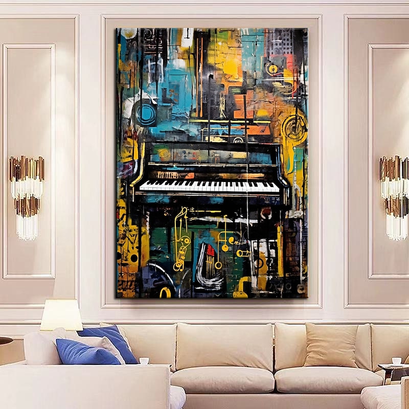 Handmade pop art painting Hand Painted Citysacpe Art Oil Painting Wall Art Citysacpe Art Painting Abstract Canvas Paintings music oil Painting Decor Rolled Canvas No Frame2