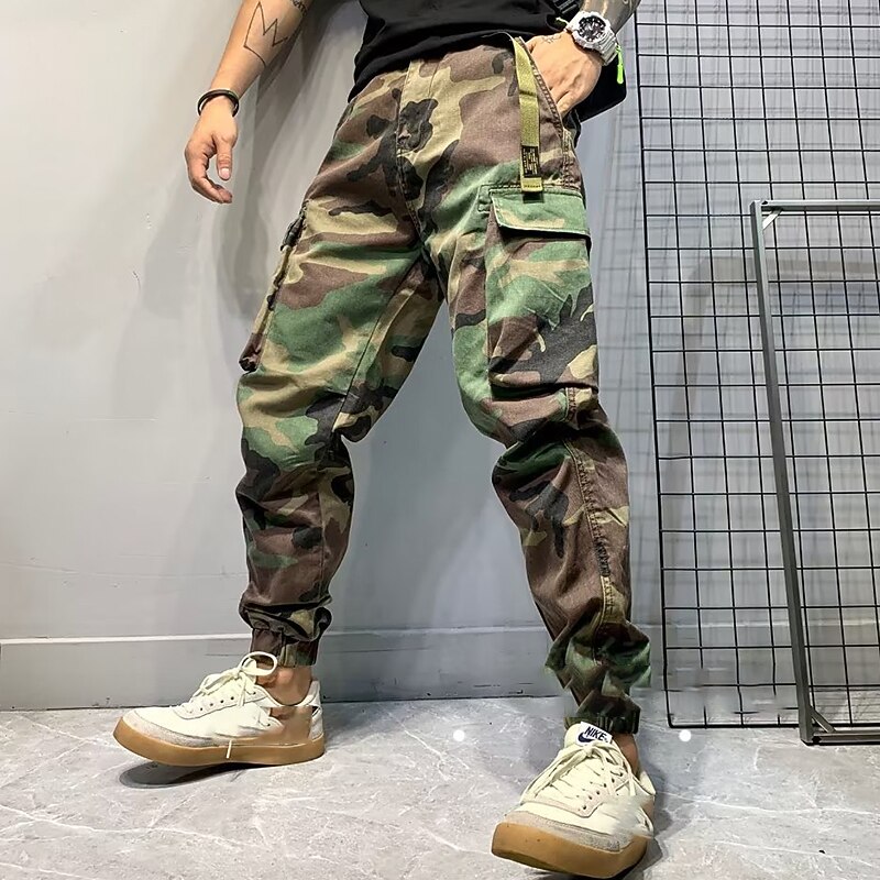 Men's Cargo Pants Cargo Trousers Camo Pants Pocket Camouflage Comfort Breathable Outdoor Daily Going out Fashion Casual Army Green Green