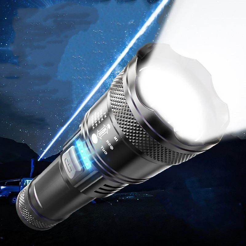 Rechargeable Flashlight High Lumens Powerful Led Flashlight, White Laser Wick LED Super Bright Flashlight USB Powerful Handheld Flashlights, Rechargeable Flashlights for Emergencies Camping Hiking2