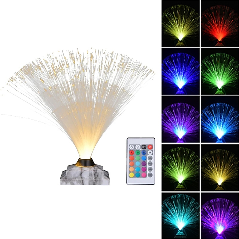 Colorful Fiber Optic Light LED Creative Touch Flash Bedroom Full of Stars Fiber Flower Atmosphere Desk Lamp USB 1PC 6