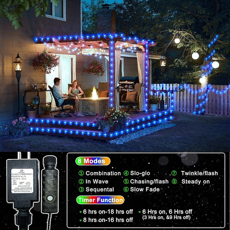 Outdoor IP65 Waterproof LED Strips Lights 328ft 100m Flexiable Christmas String Lights 1000 LEDs Multicolor Creative String Lights for Patio Lawn Garden Holiday Lights Party Holiday Wedding 29V3