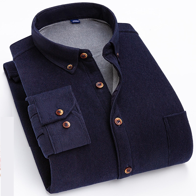 Men's Shacket Solid / Plain Color Vacation New Year Yellow Red Dark Navy Blue Long Sleeve Classic Collar Fall / Winter Clothing Apparel Print4