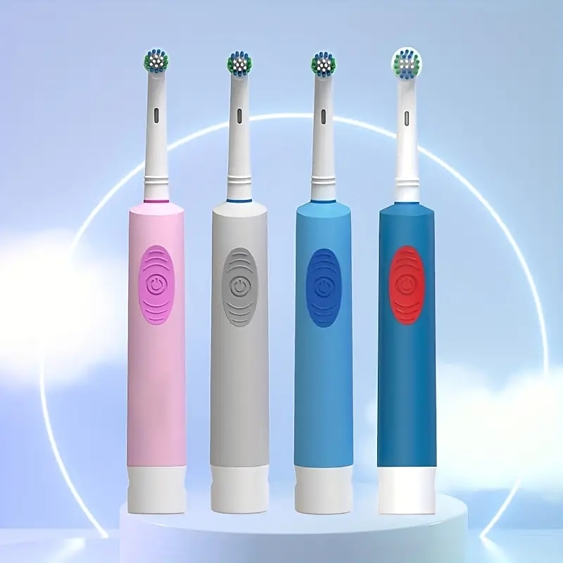 Induction Electric Toothbrush Set for Couples - Soft Hair Rotary Round Head Automatic Compatible Brush Heads Ideal for Men and Women Promotes Oral Health