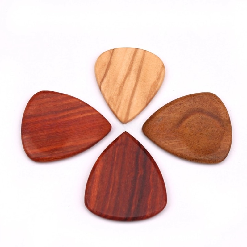 4Pcs Wooden Guitar Picks with Iron Storage Box Solid Wood Guitar Picks2