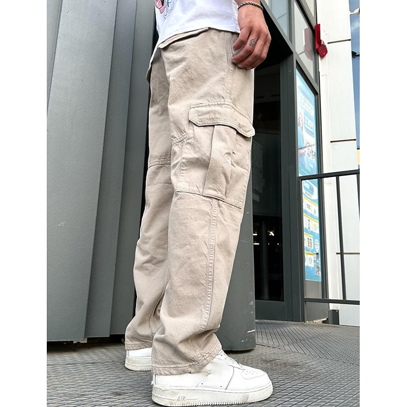 Men's Cargo Pants Cargo Trousers Pocket Plain Comfort Breathable Outdoor Daily Going out 100% Cotton Fashion Casual Beige2