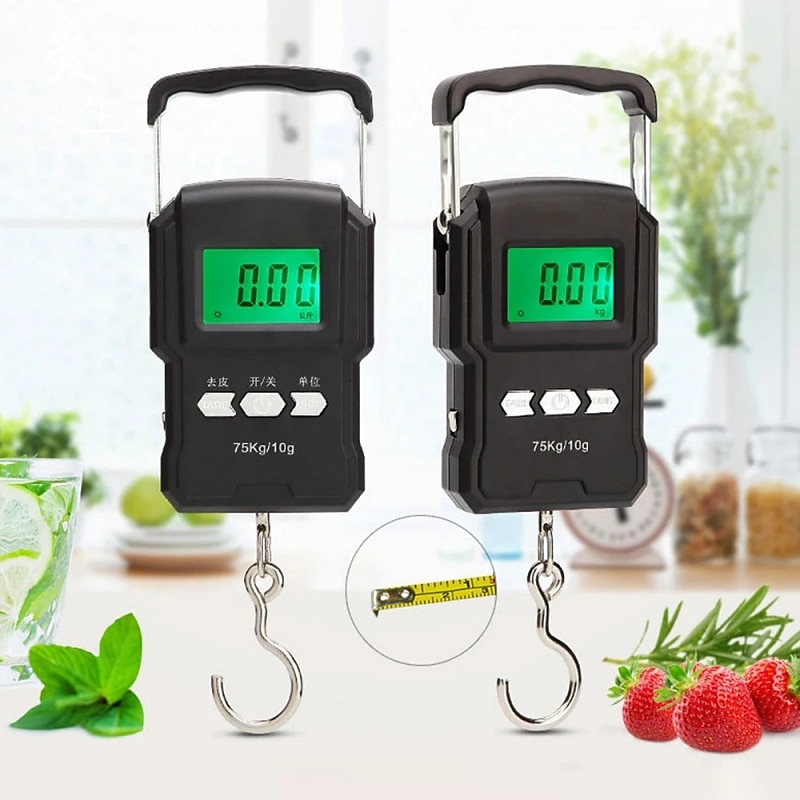 75KG Travel Luggage Scale Portable Digital Hanging Luggage Scale Suitable For Travel Fishing Kitchen And Suitcase Weight Scales