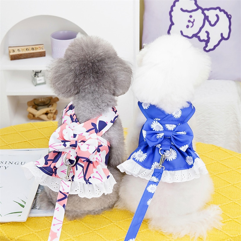Dog Cat Dress Leash Adorable Sweet Soft Comfortable Safety Outdoor Dailywear Casual Daily Dog Clothing for Husky Labrador Alaskan Malamute Golden Retriever Dalmatian