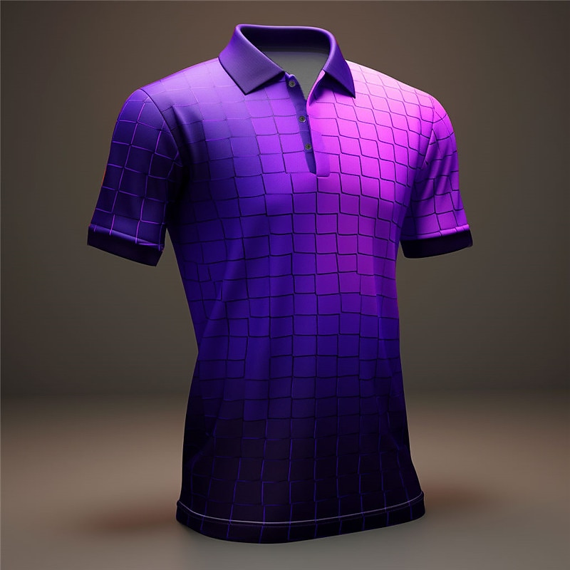 Men's Polo Shirts Golf Shirt Short Sleeve Polo Shirts Collared Shirts Casual Vacation Wear Formal Wear Festival Wear Buttons 3D Print Spring & Summer Yellow Purple Orange2
