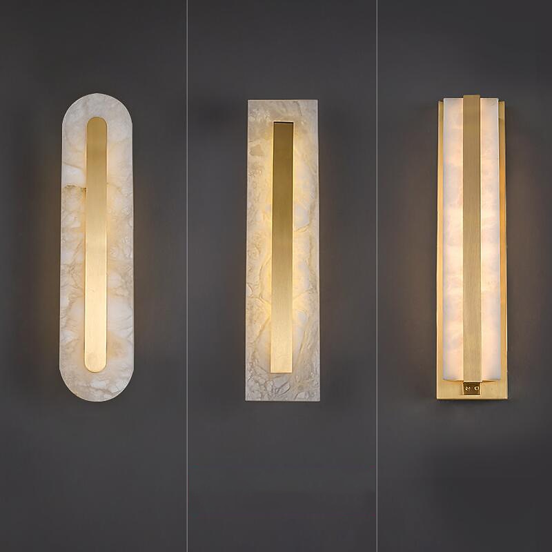 Wall Light Indoor High Quailty Copper Marble Minimalist Design Wall Sconce Decorative Wall Light for Bedroom Living Room Background Wall Lights 110-240V3