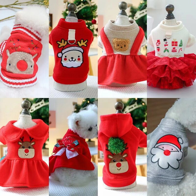 Dog Cat Christmas Costume Skirt Christmas Outfit Ordinary Leisure Winter Soft Comfortable Christmas Christmas Festival Japanese Spitz Beagle Bulldog Shiba Inu Bichon Frise