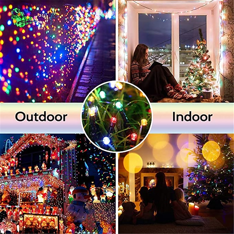 50M 100M Outdoor Waterproof Light String Festival Party Decorative Light 8-mode Iron Shell Waterproof Power Supply Garden Garden Garden Lighting Lamp 24V Low Voltage   1 set4