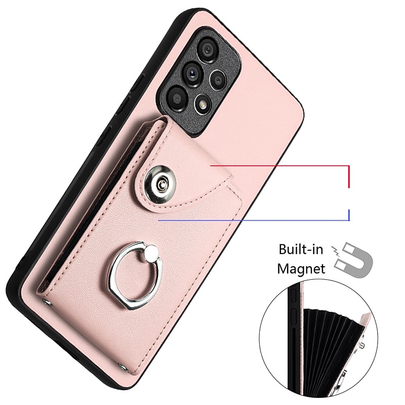 Phone Case For Samsung Galaxy S25 S24 S23 S22 Plus  Ultra S23 FE Wallet Case Ring Holder Card Slot Shockproof Solid Color TPU PU Leather3