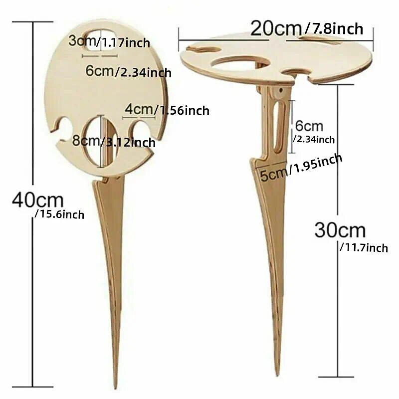 Outdoor Wine Table,Round Folding Wine Table,Wooden Picnic Camping Table Beach Table ,Champagne Picnic Table for Outdoors Park Lawn Beach Picnic Wine Glass Holder Travel4