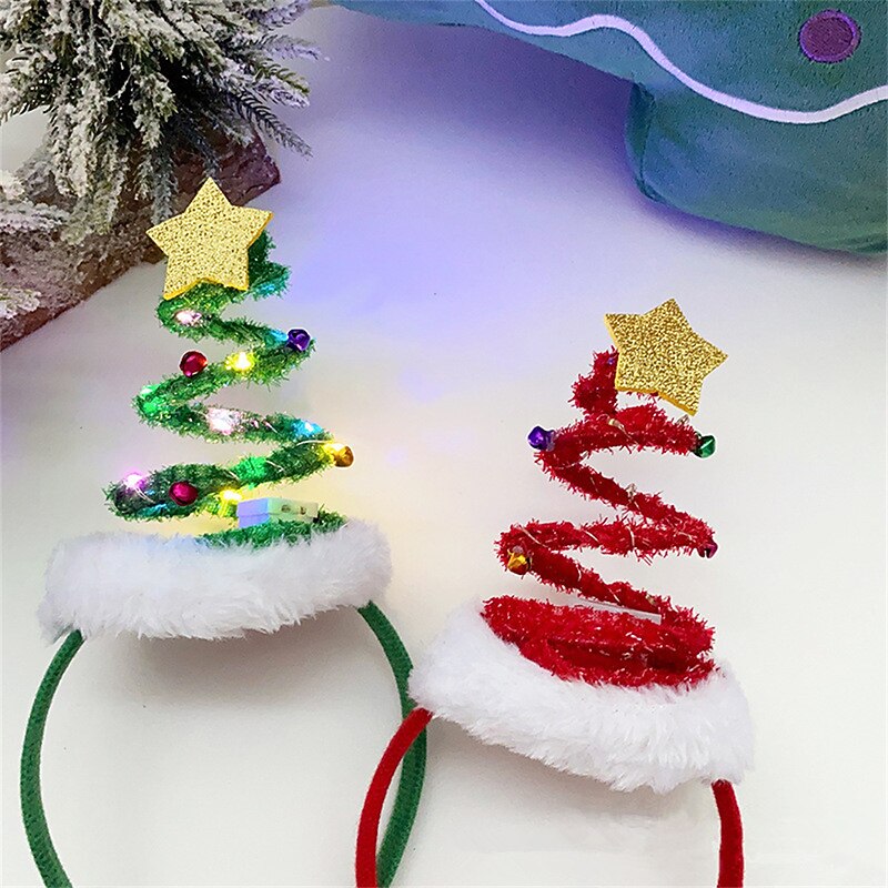 Christmas Headbands Glowing Costume Headwear Accessories Hair Hoop with 3D Designs for Holiday Party2