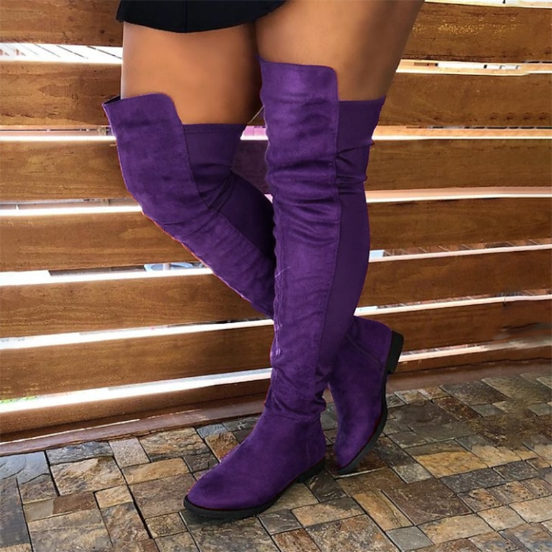 Vibrant Purple Suede Over - the - Knee Boots for Women - Stylish & Comfortable3