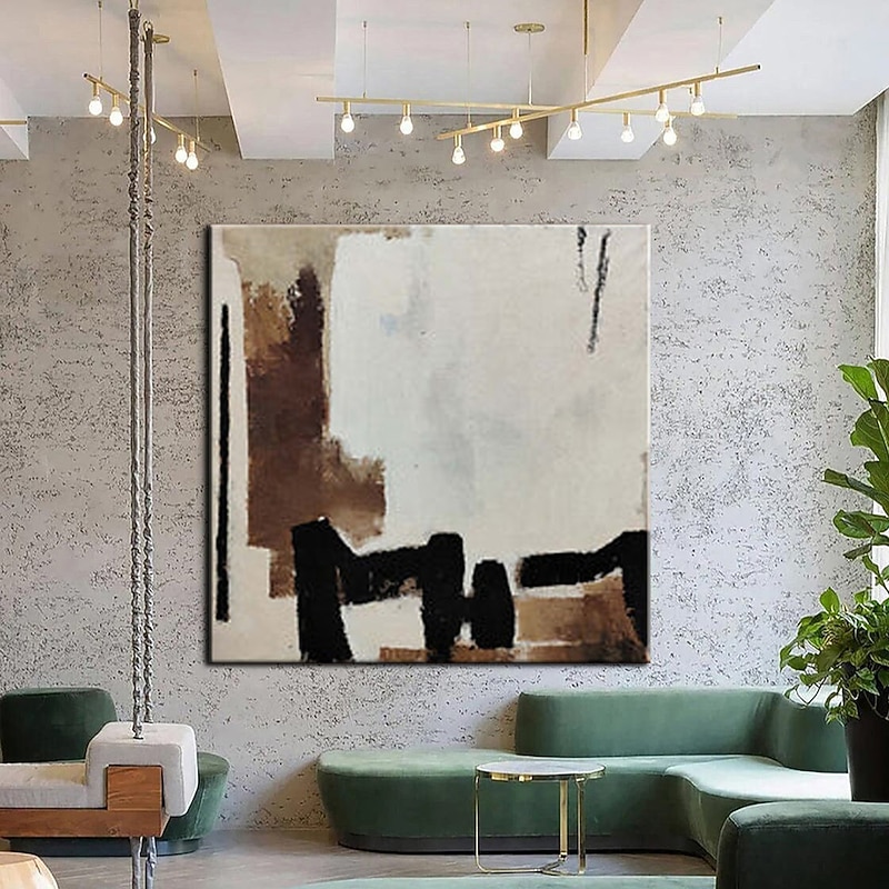 Handmade 3D Texture Art oil painting Hand Painted Oil Painting Beige Large Beige brown black Minimalist Painting Geometrical Plaster Painting home Decor ready to hang or canvas2