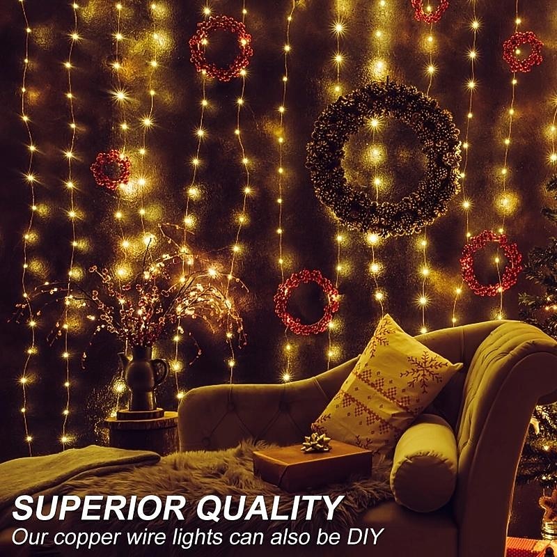 Garland Fairy String Lights, Colorful LED Curtain Lights for Christmas Holiday Decor2