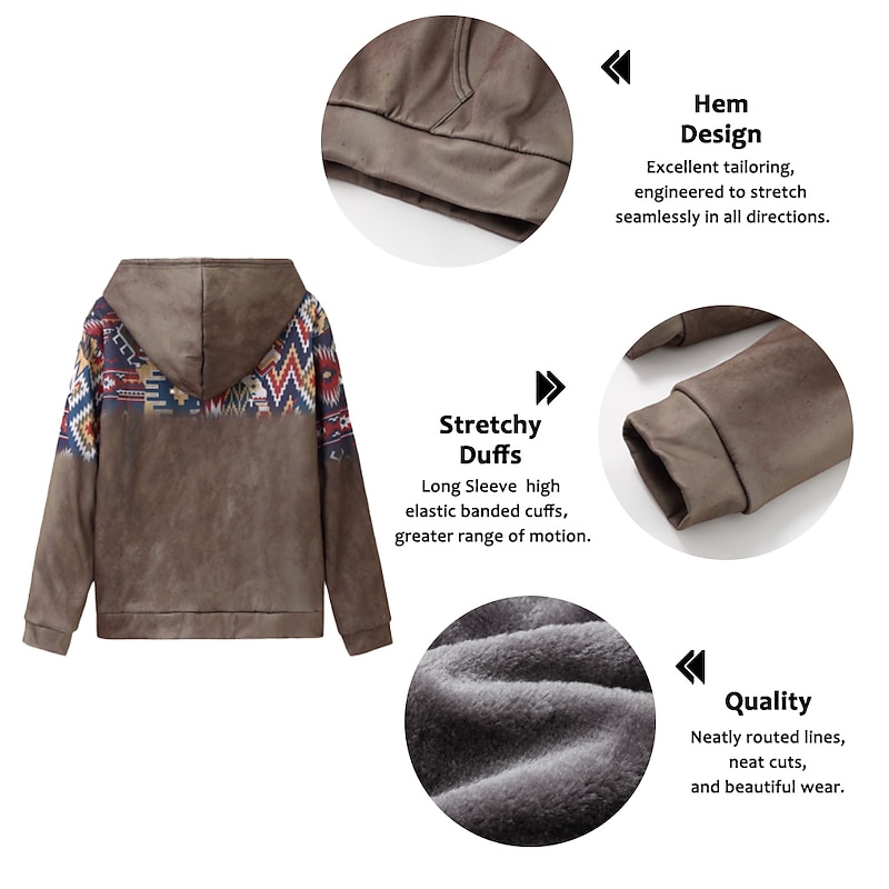 Men's Tribal Graphic Prints Hoodie Hoodies Sweatshirt Designer Basic Long Sleeve Hooded Casual Daily Sports Denim Blue Yellow Zipper Print Fall & Winter Designer3