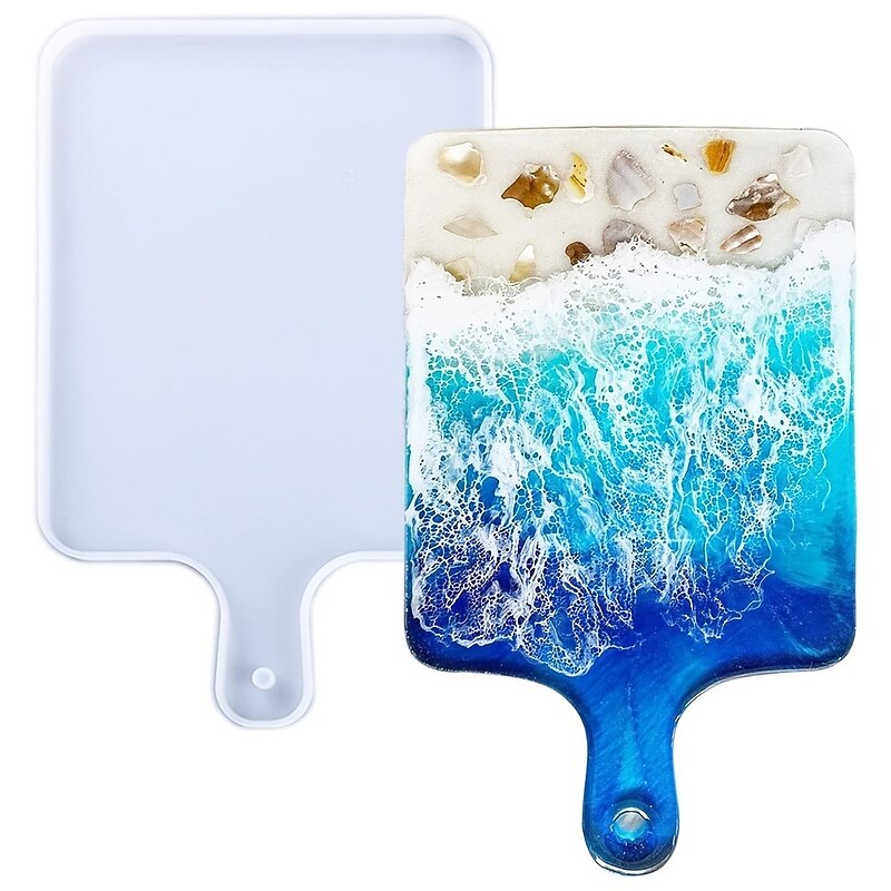 Resin Silicone Tray Molds Casting Mold For Epoxy Resin DIY Resin Large Serving Rectangle Shape Handle Board For Home Decoration-Crafting Agate Geode Rolling Tray4