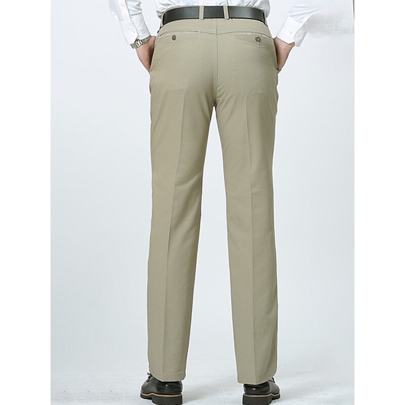 Men's Graduation Trousers Chinos Chino Pants Pocket Straight Leg Plain Comfort Breathable Outdoor Daily Going out Fashion Casual Dark Khaki Black4