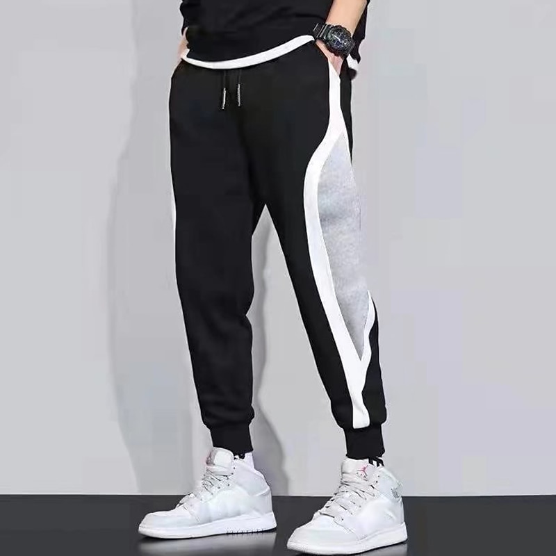 Men's Sweatpants Joggers Patchwork Pocket Drawstring Color Block Comfort Breathable Outdoor Daily Going out Fashion Casual Black Grey3