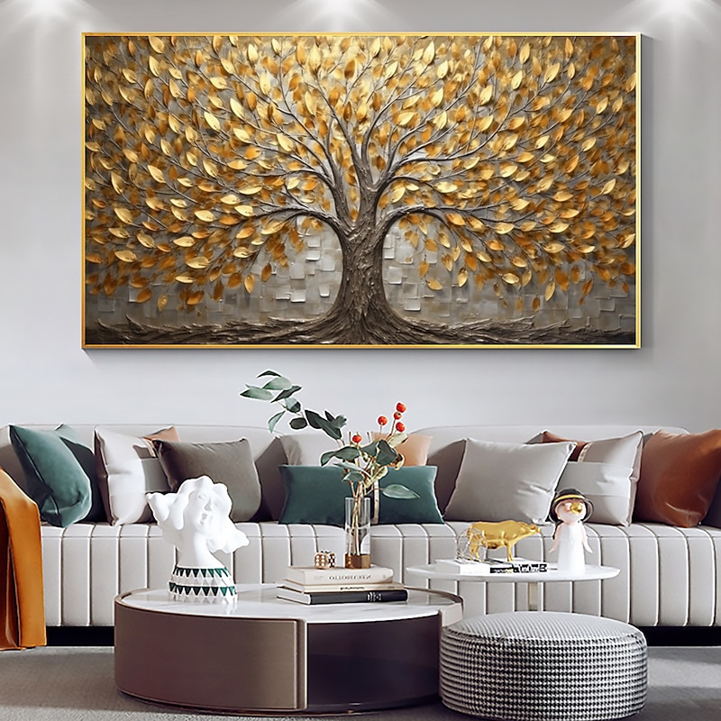 Handmade Oil Painting Canvas Wall Art Decor Original Gold Leaf Tree Home Decor With Stretched FrameWithout Inner Frame Painting3